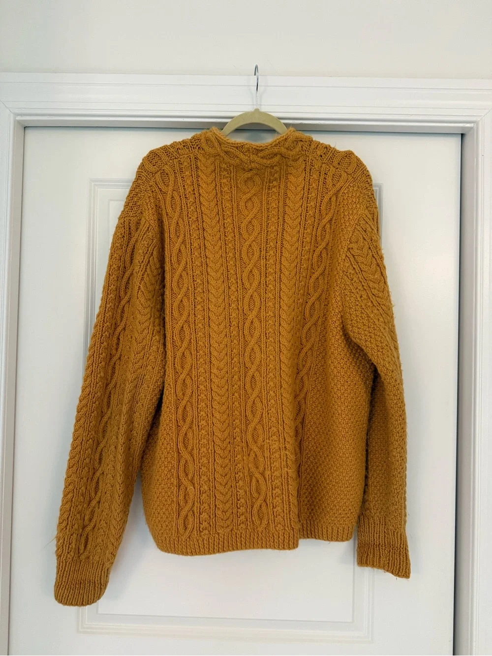 Men's Chunky Cable Knit Cardigan Sweater - Mustard